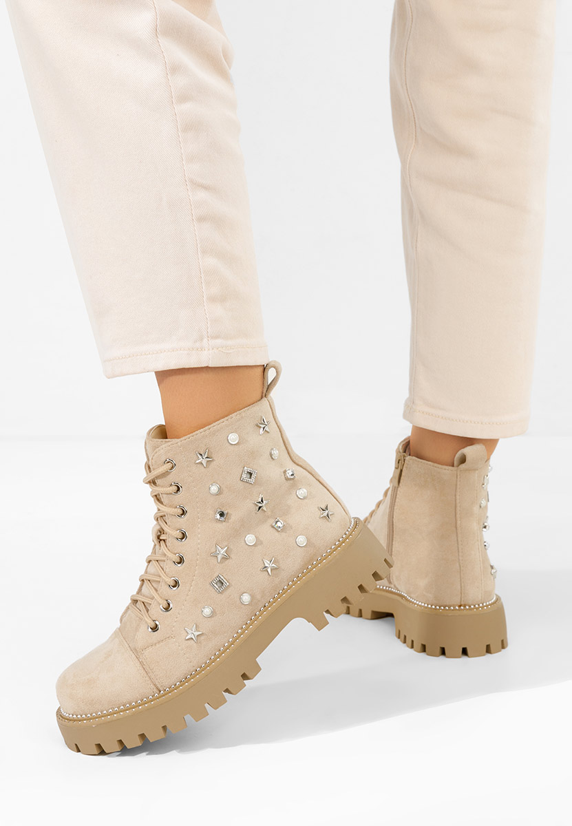 Ženske gležnjače na vezanje Stelyana bež