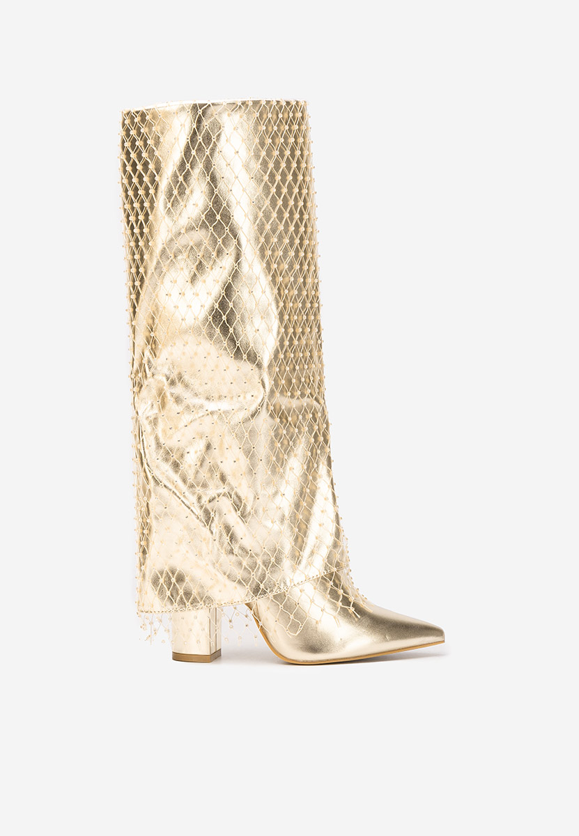 Čizme do koljena Naelia zlatno