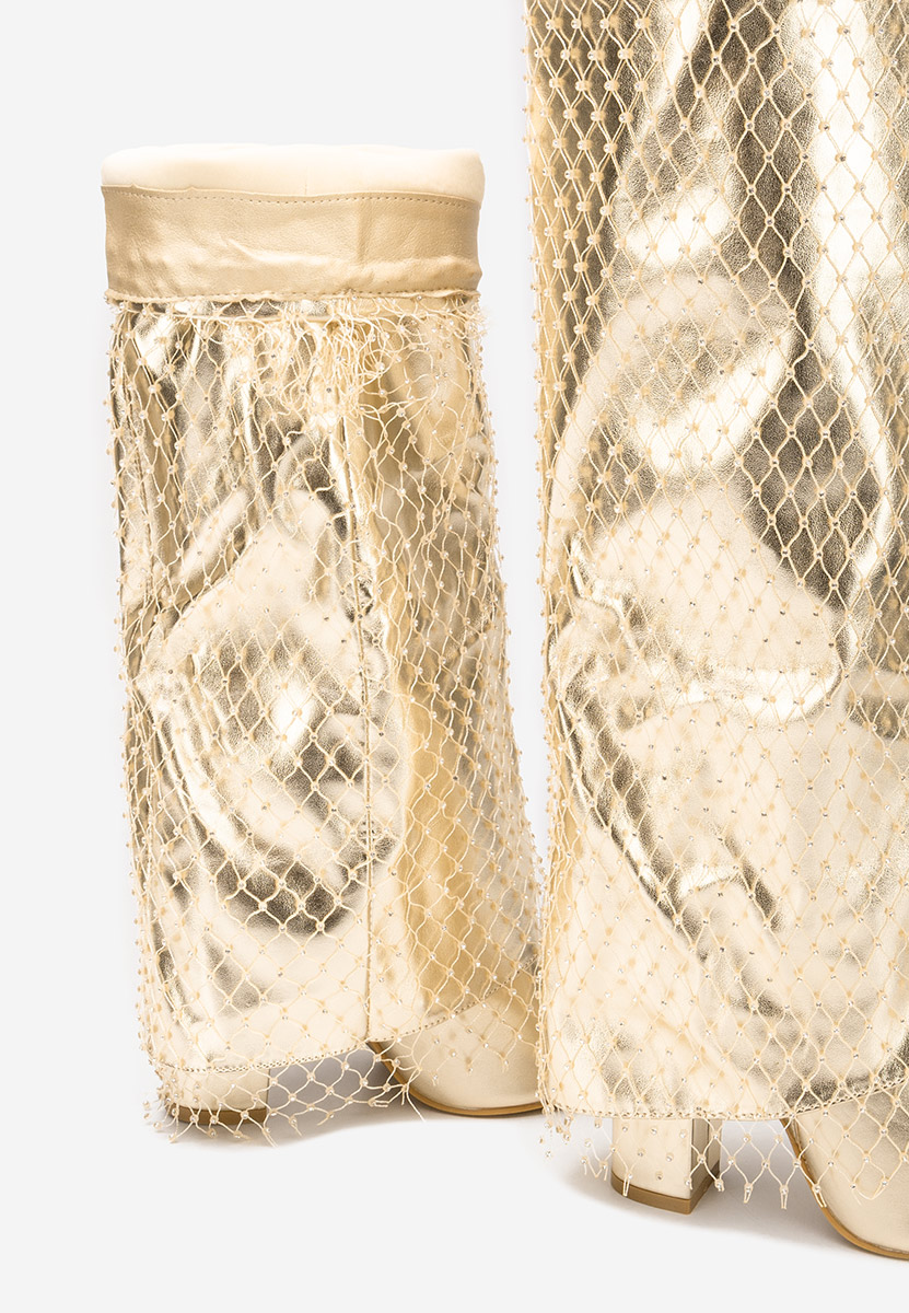 Čizme do koljena Naelia zlatno