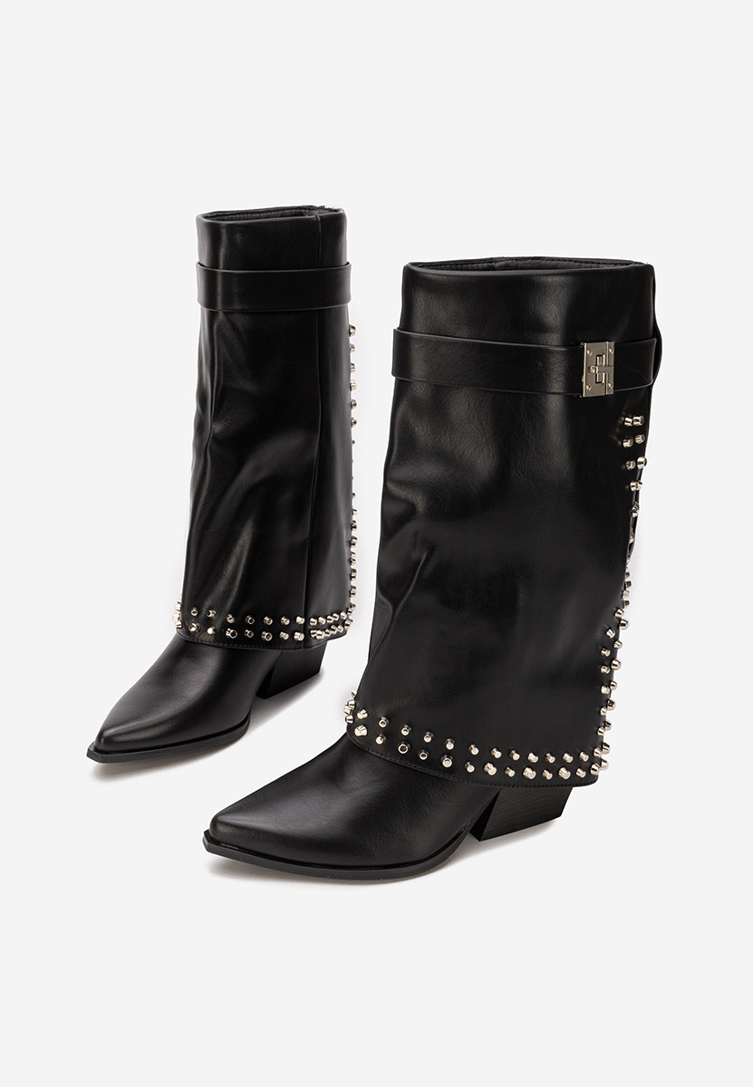 Čizmice na blok petu Naielia crno