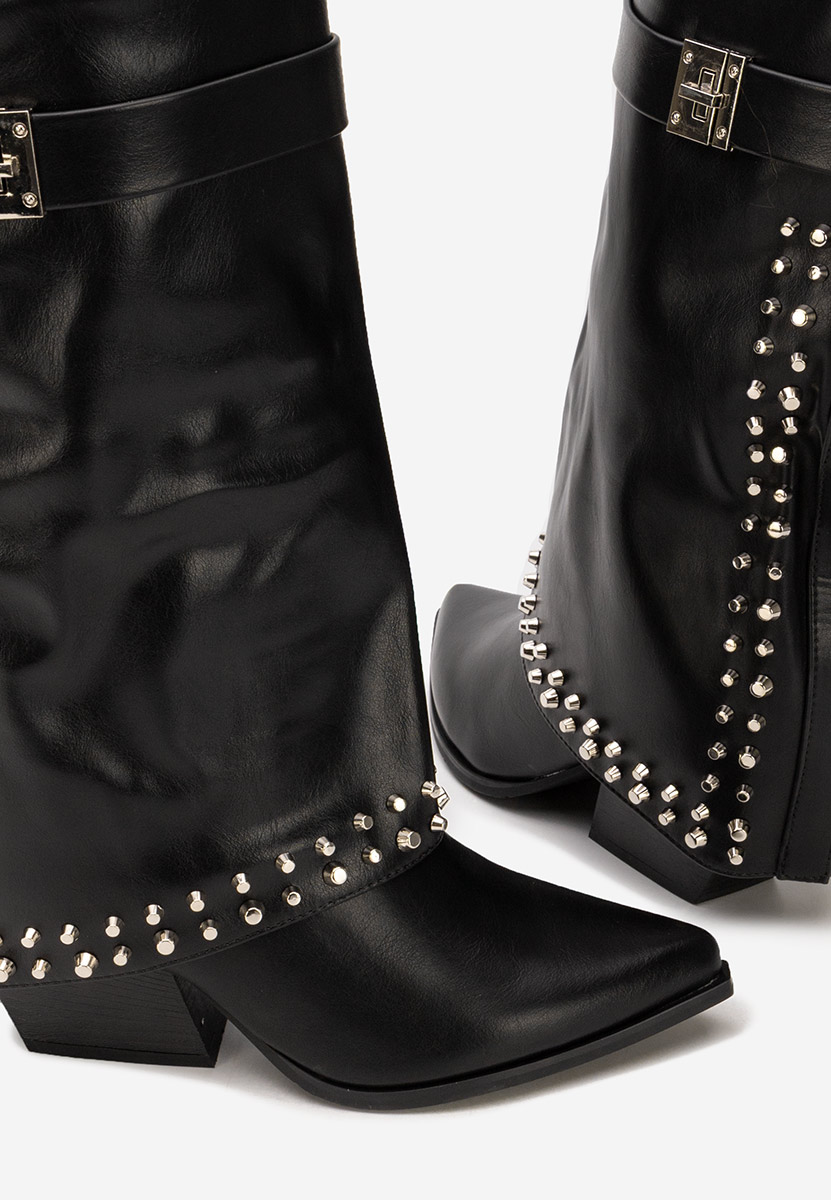 Čizmice na blok petu Naielia crno