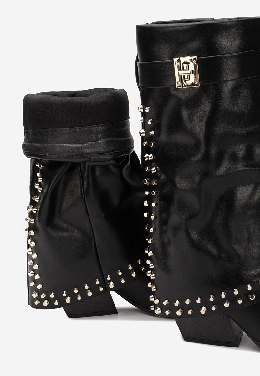 Čizmice na blok petu Naielia crno