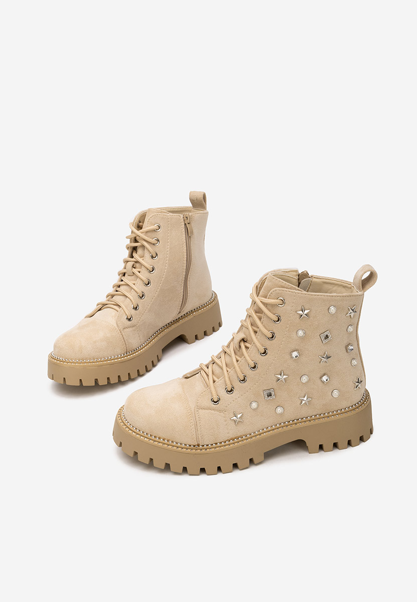 Ženske gležnjače na vezanje Stelyana bež