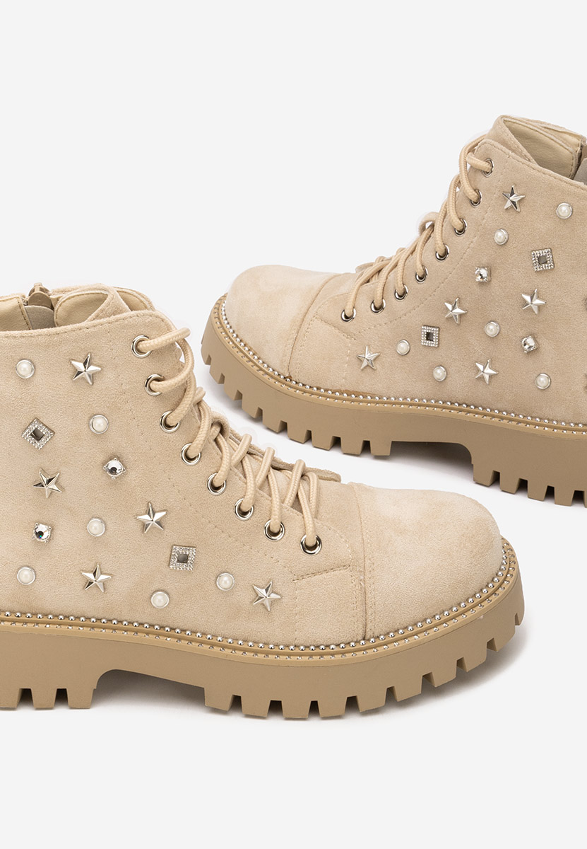 Ženske gležnjače na vezanje Stelyana bež