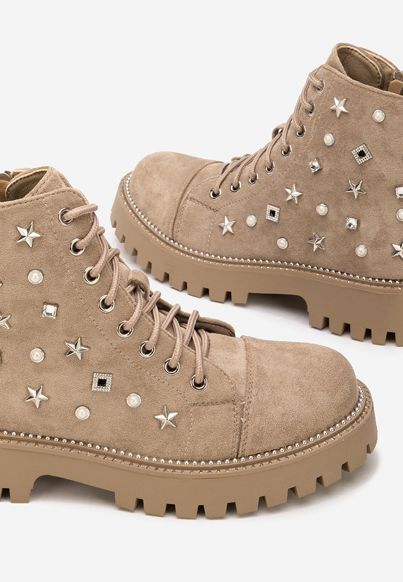 Ženske gležnjače na vezanje Stelyana kaki