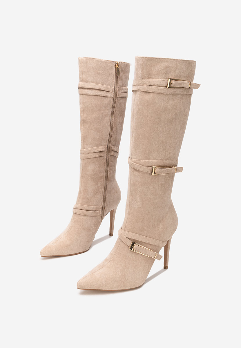Čizme s visoku petu Ernesia bež