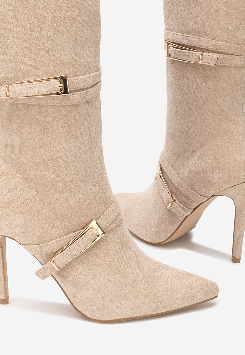 Čizme s visoku petu Ernesia bež