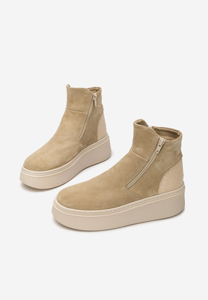 Kožne ženske gležnjače Andiora bež