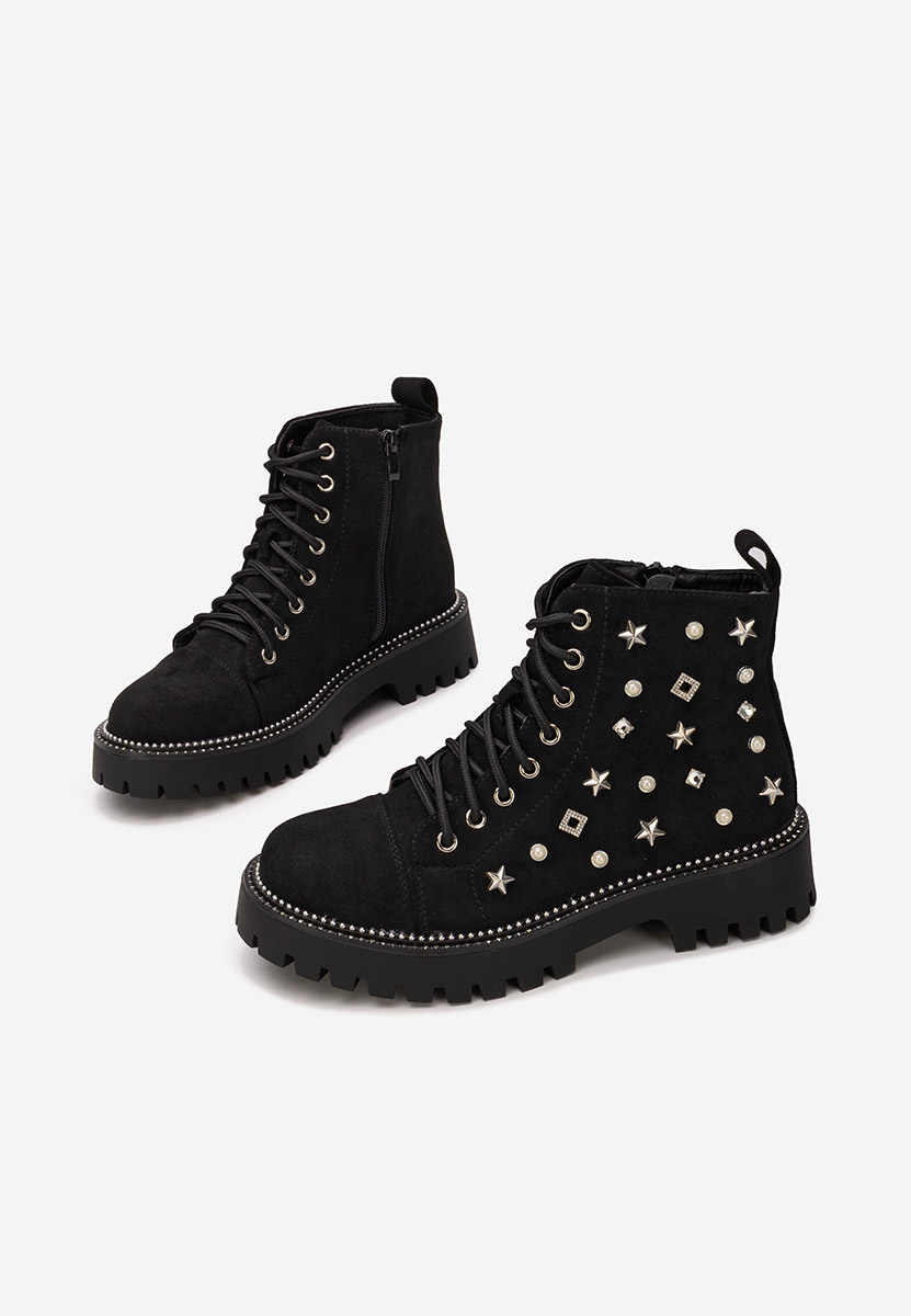 Ženske gležnjače na vezanje Stelyana crno