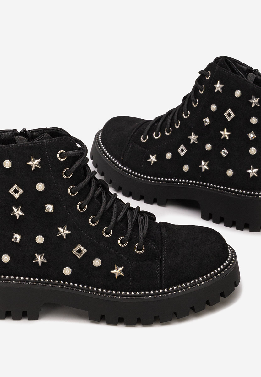 Ženske gležnjače na vezanje Stelyana crno