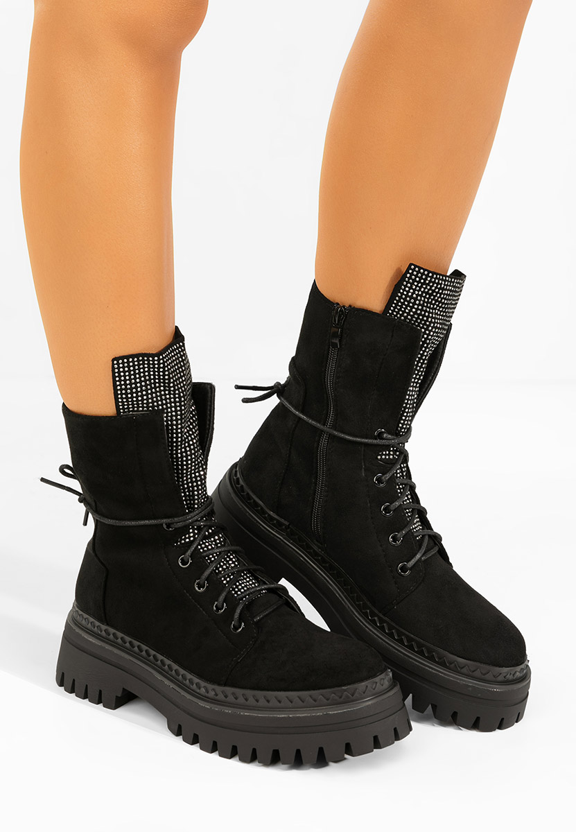 Ženske gležnjače na vezanje Siennara V2 crno