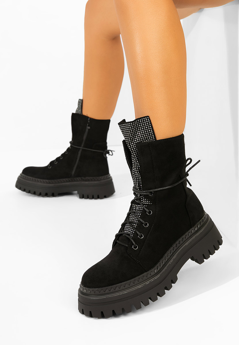 Ženske gležnjače na vezanje Siennara V2 crno