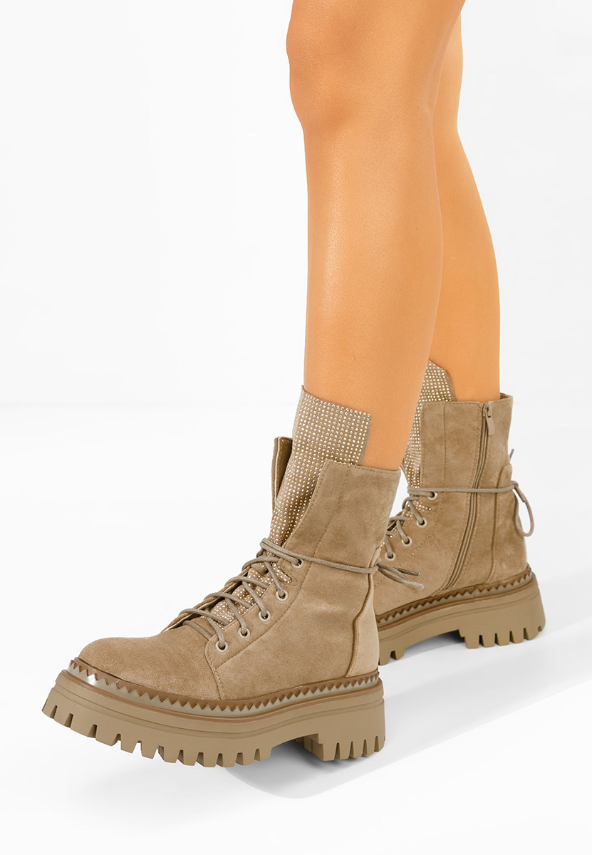 Ženske gležnjače na vezanje Siennara kaki