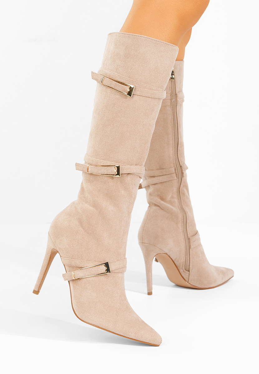Čizme s visoku petu Ernesia bež