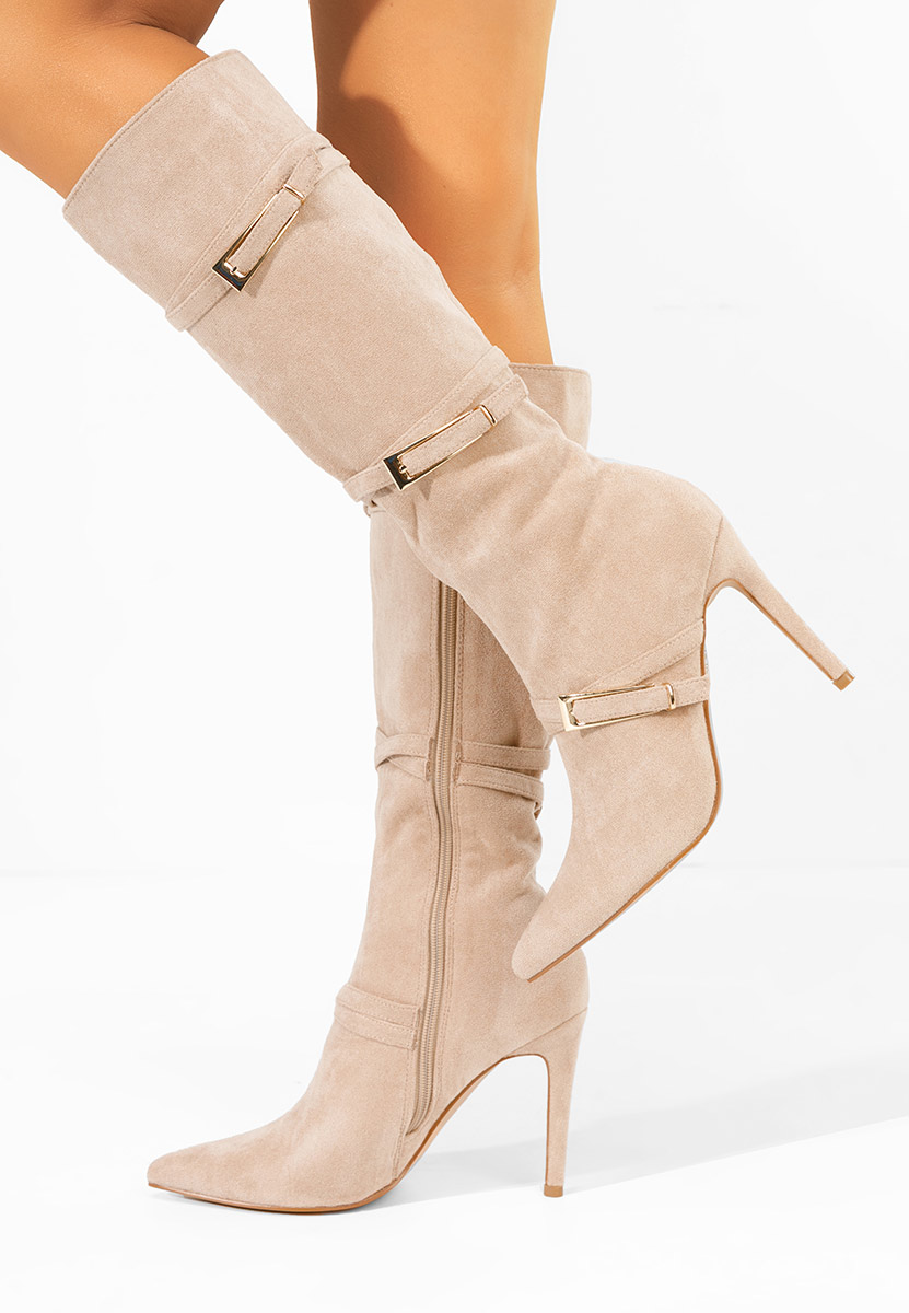 Čizme s visoku petu Ernesia bež