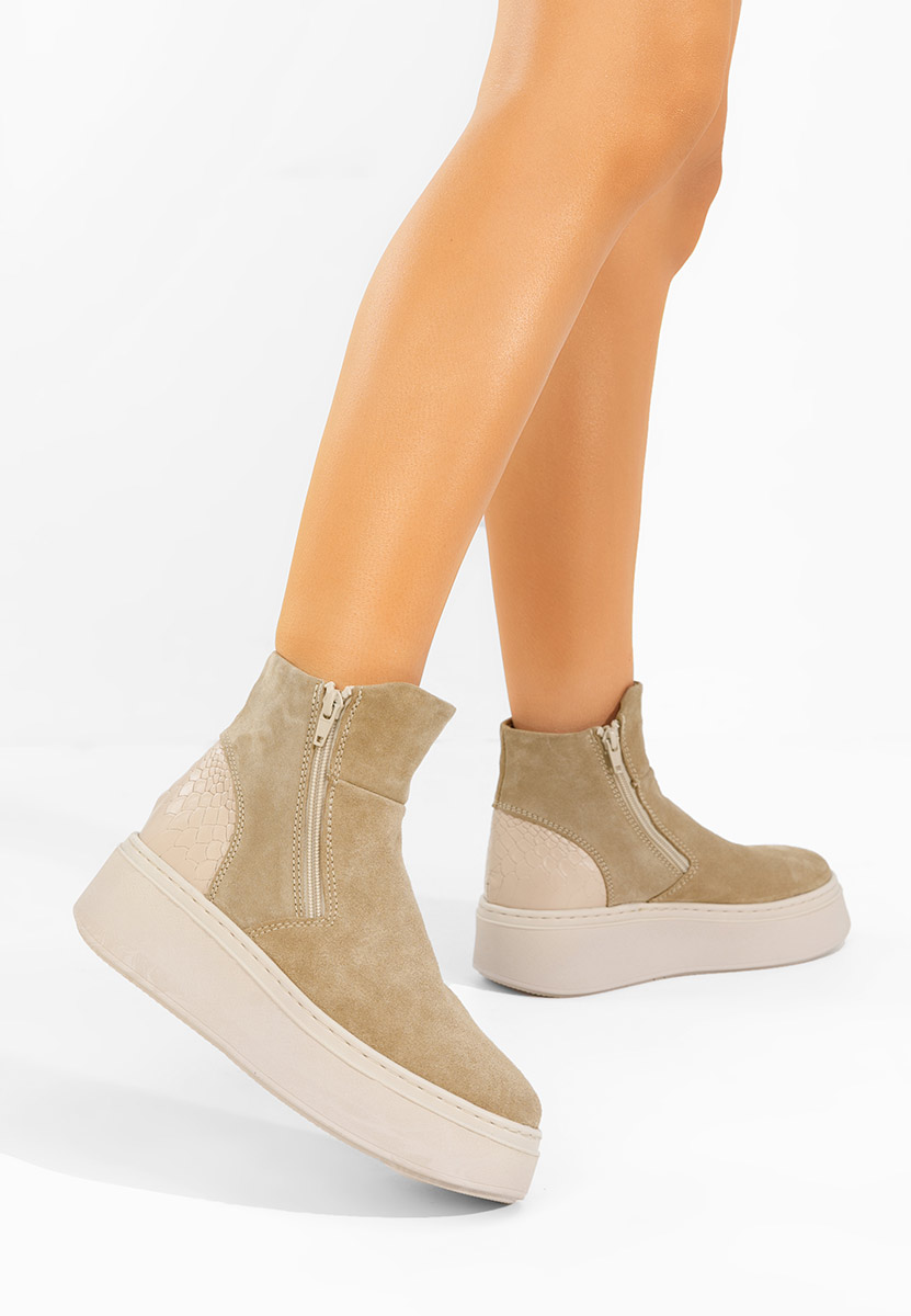 Kožne ženske gležnjače Andiora bež