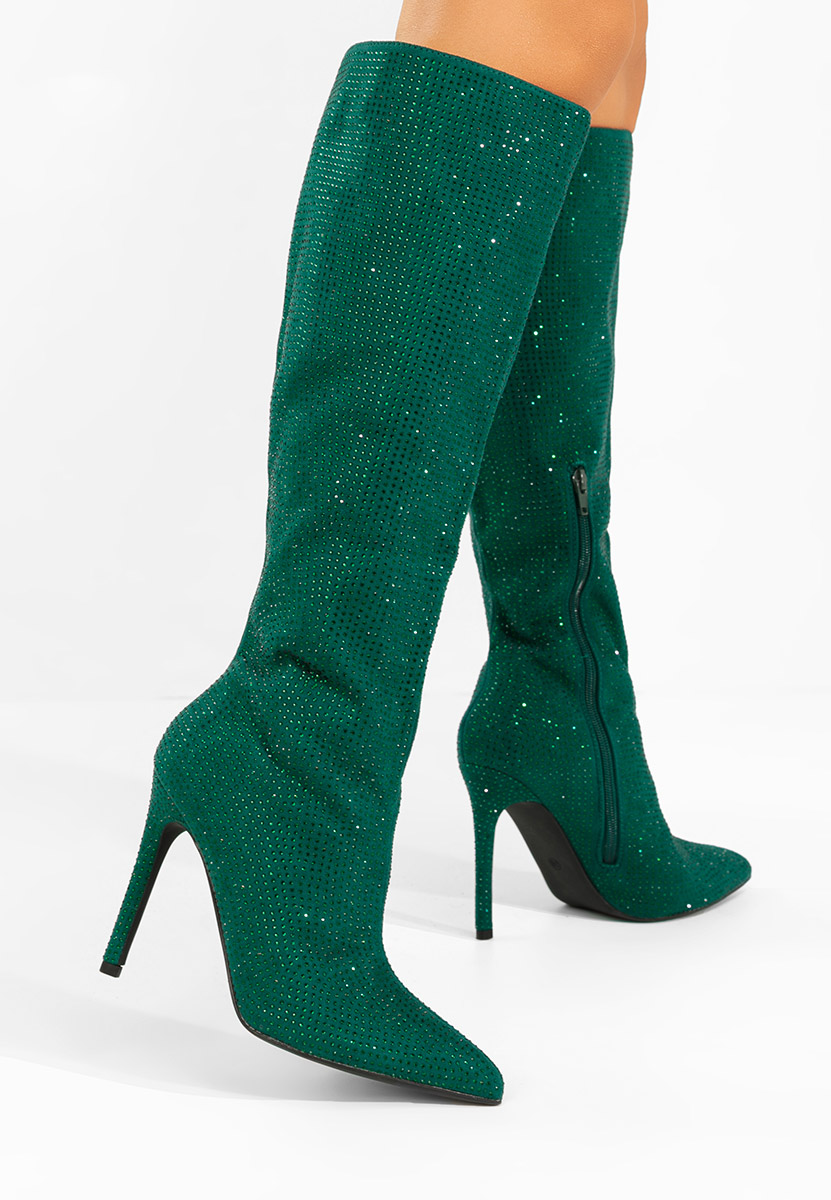 Čizme s visoku petu Minodora zeleno