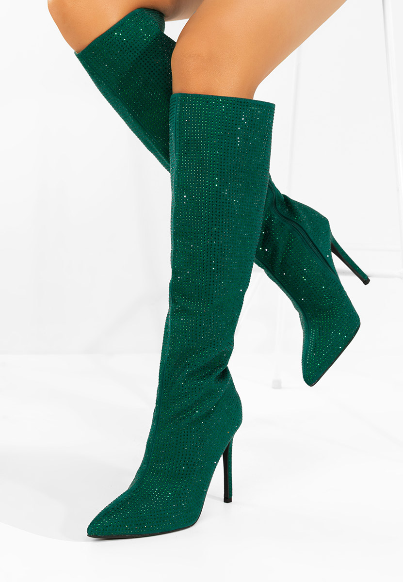 Čizme s visoku petu Minodora zeleno