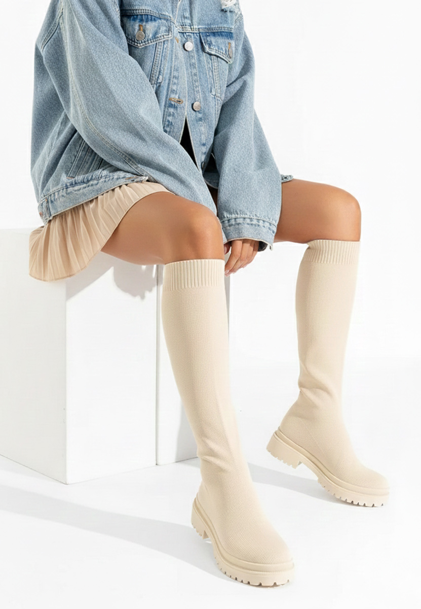 Ravne čizme Olvera V2 bež