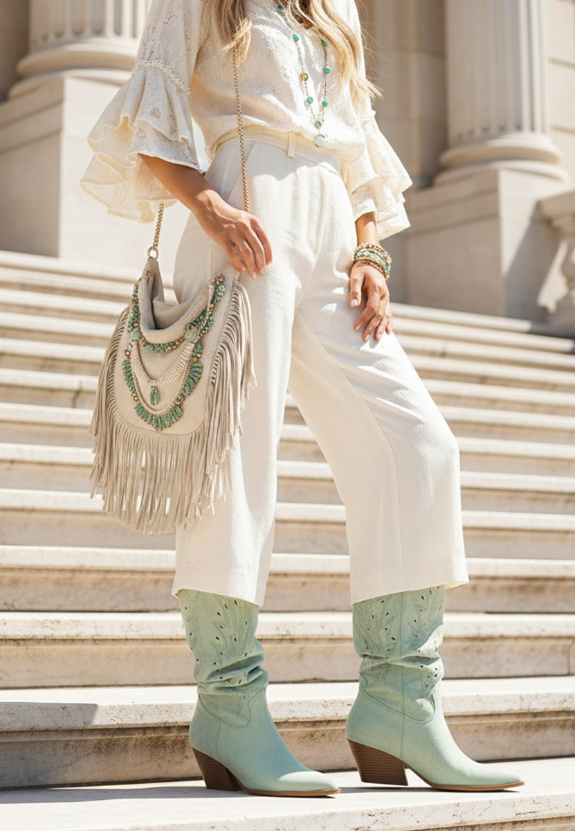 čizme kaubojke Indaia zeleno