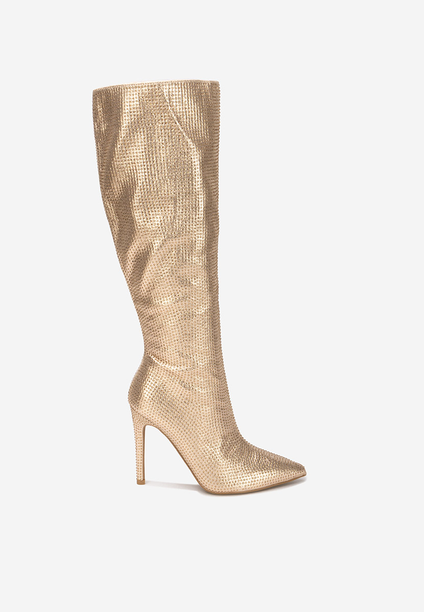 Čizme s visoku petu Minodora zlatno