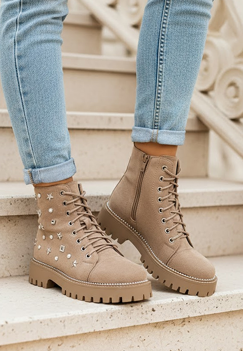 Ženske gležnjače na vezanje Stelyana kaki