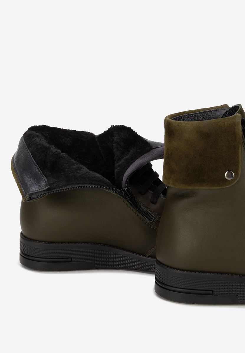 Kožne ženske gležnjače Monserrate kaki