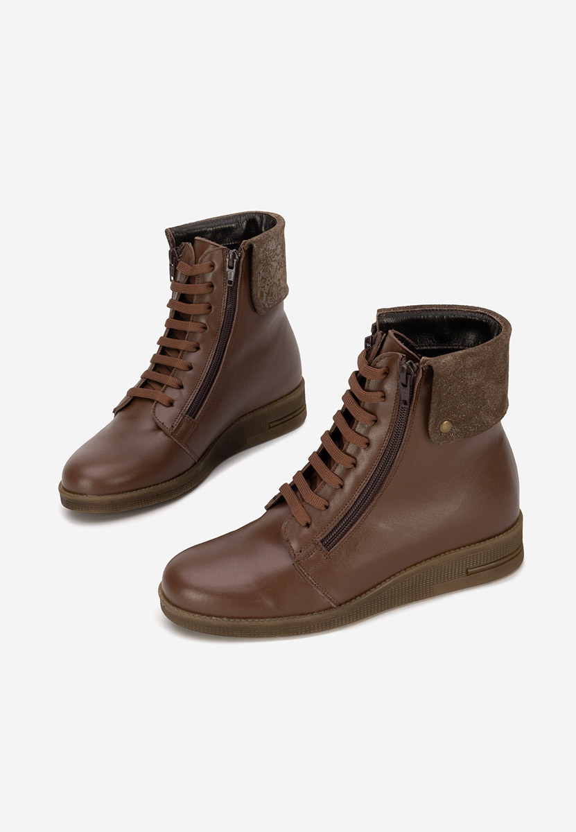 Kožne ženske gležnjače Monserrate braon