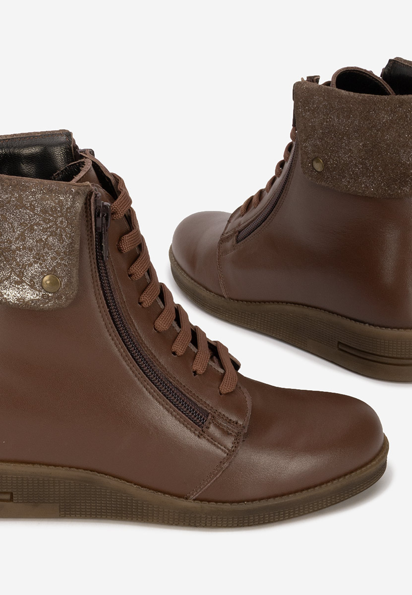 Kožne ženske gležnjače Monserrate braon