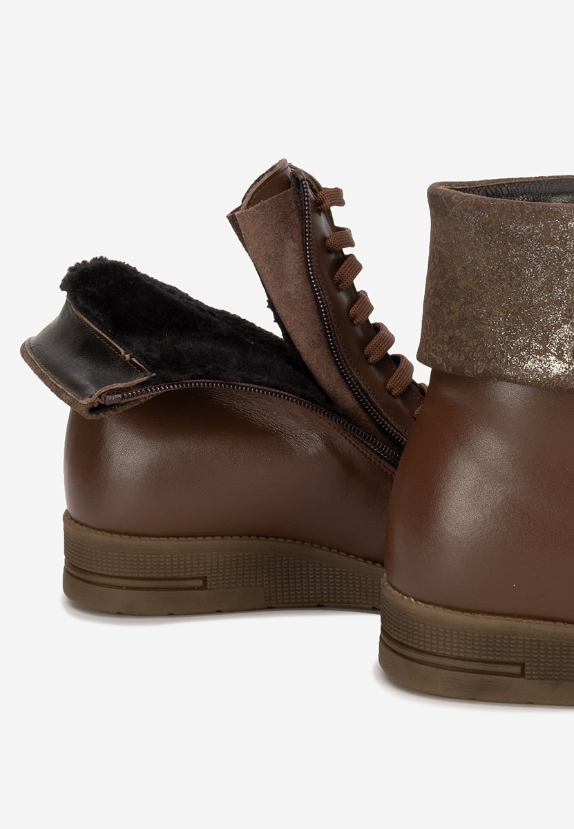 Kožne ženske gležnjače Monserrate braon