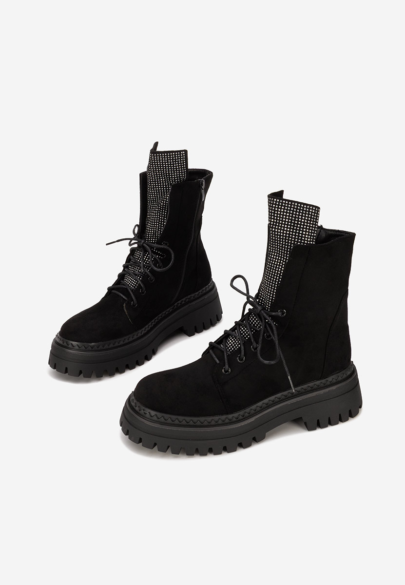 Ženske gležnjače na vezanje Siennara V2 crno