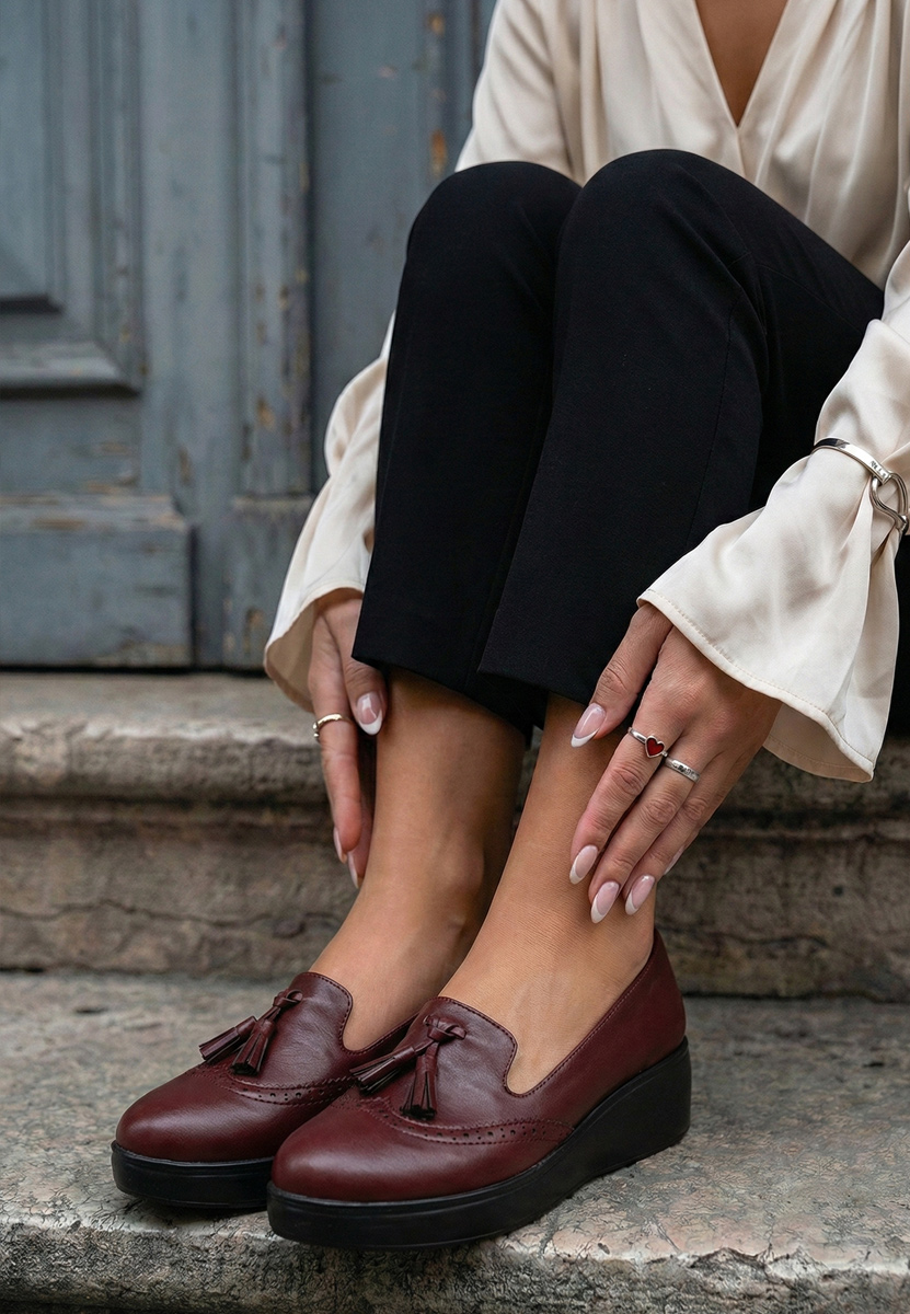 Cipele s platformom Olbia vinsko crvena