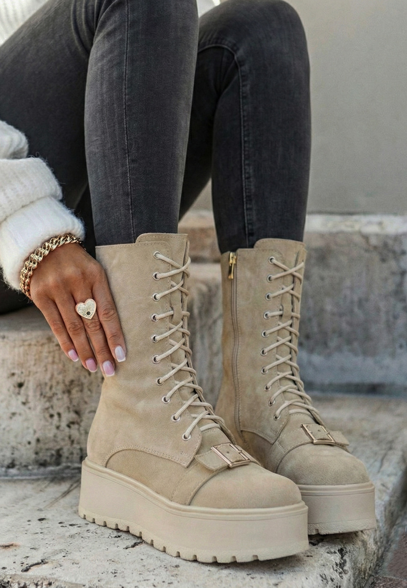 Kožne ženske gležnjače Sorelia bež