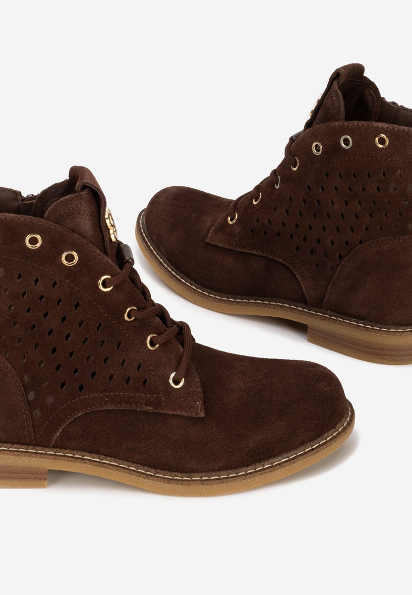 Kožne ženske gležnjače Farella braon