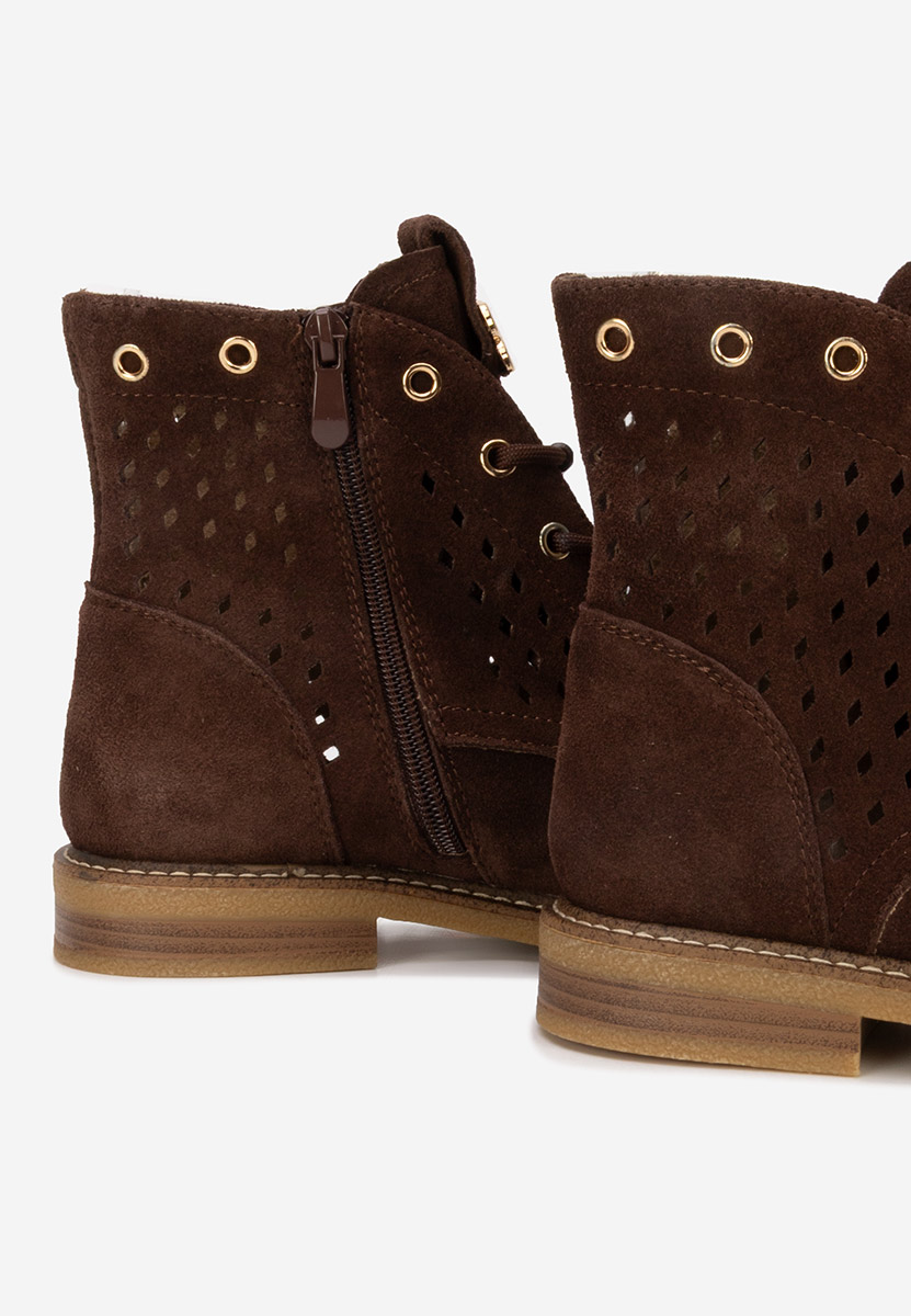 Kožne ženske gležnjače Farella braon