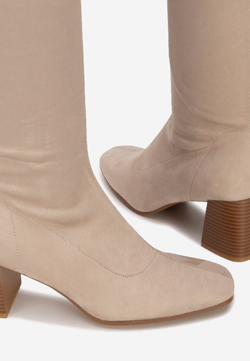 Duge čizme na petu Maciera bež