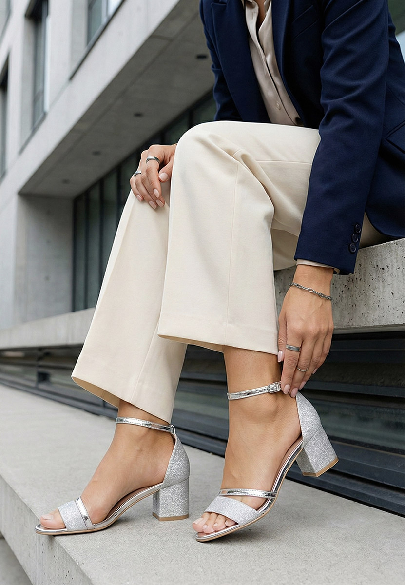 Ženske sandale elegantne Malena srebrno