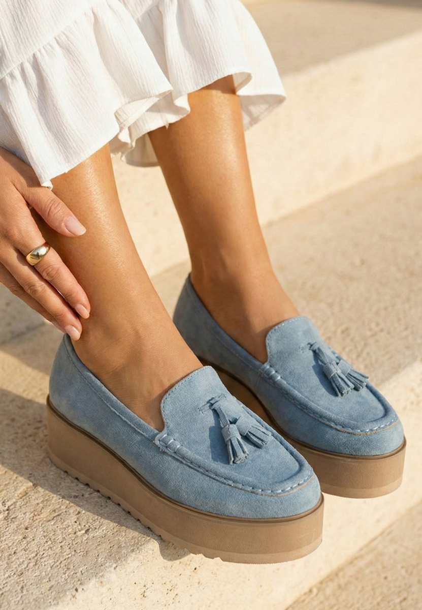 Mokasinke s platformom Leondra plavi