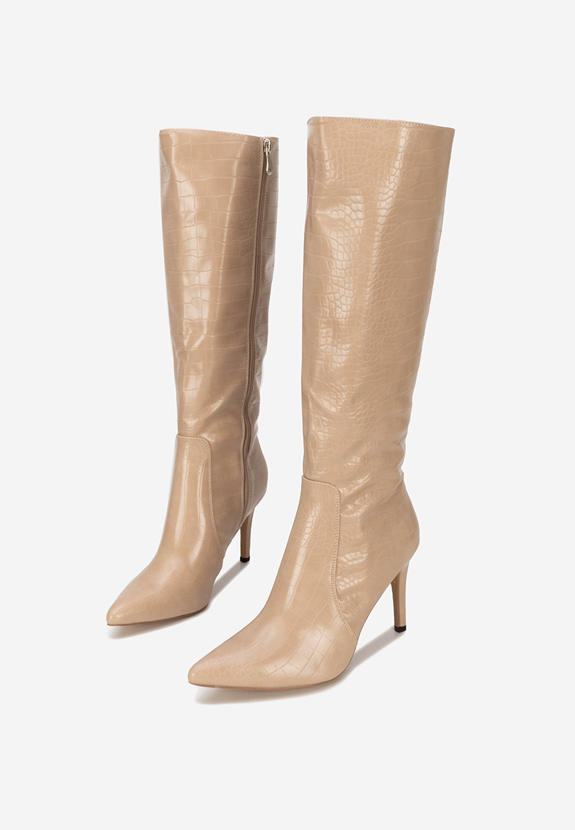 Čizme s visoku petu Pandera bež