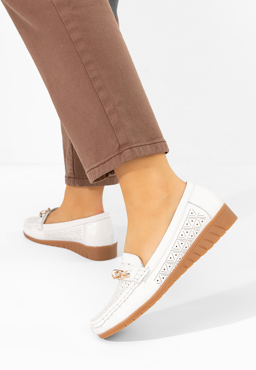 Mokasinke od prirodne kože Giona bijele