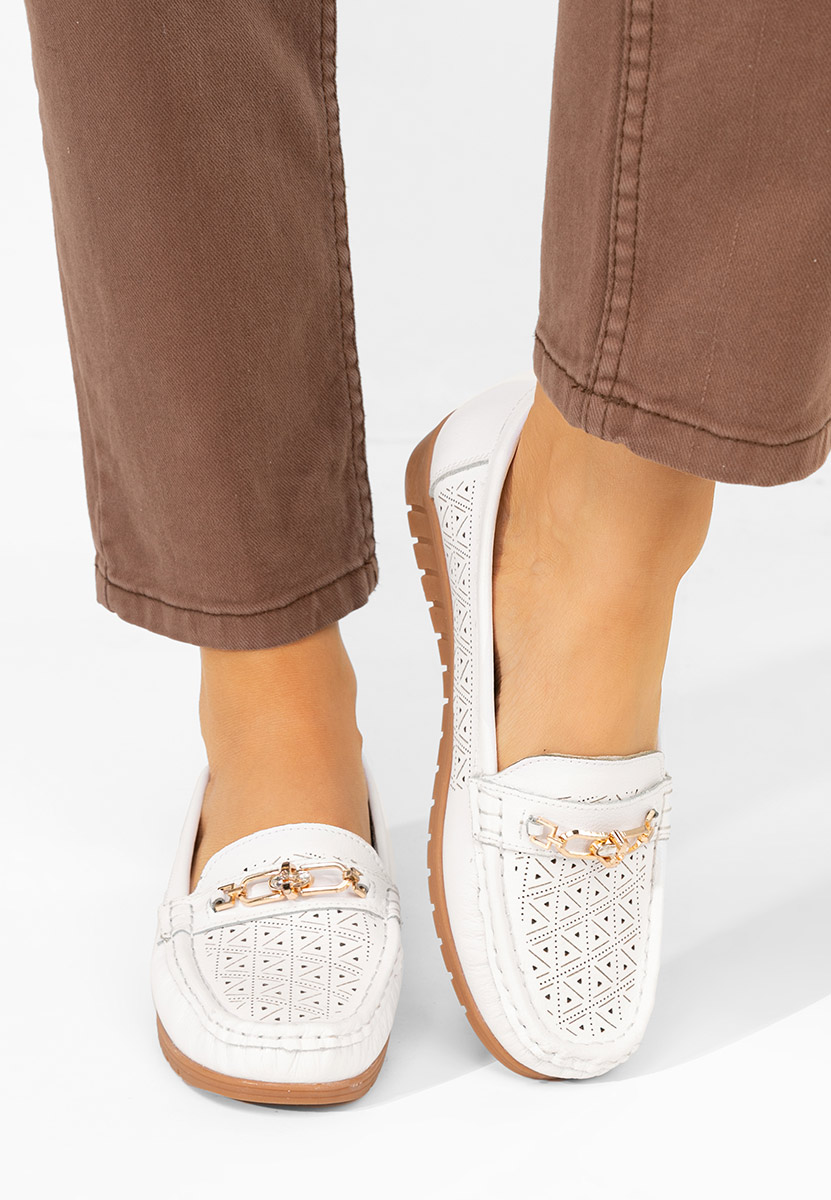 Mokasinke od prirodne kože Giona bijele