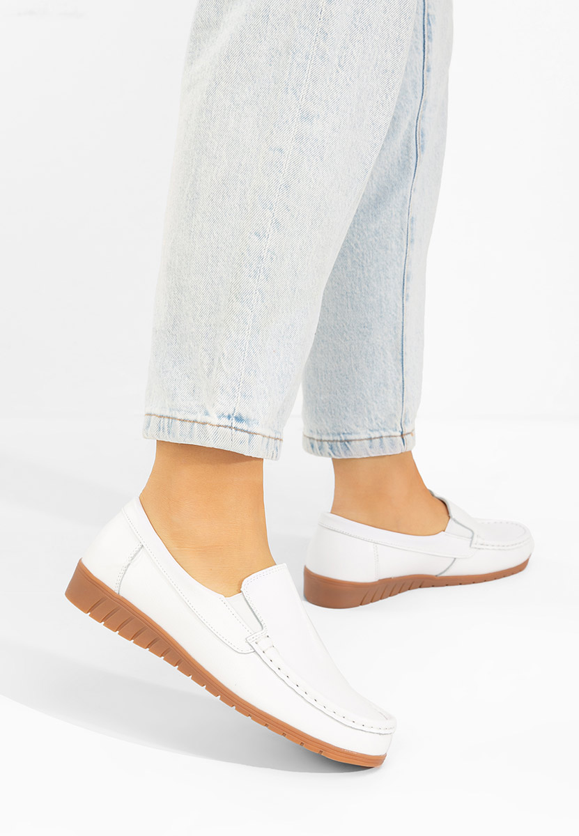 Mokasinke od prirodne kože Panoma bijele