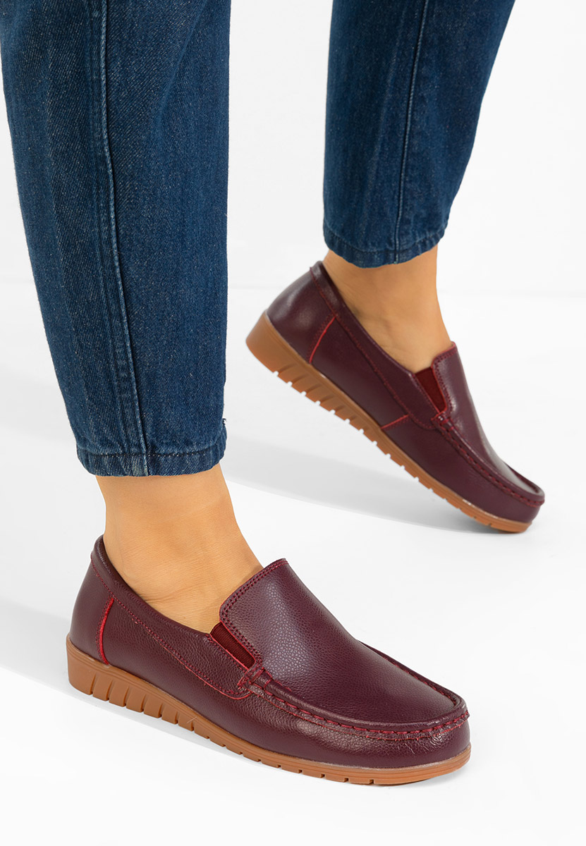 Mokasinke od prirodne kože Panoma vinsko crvena