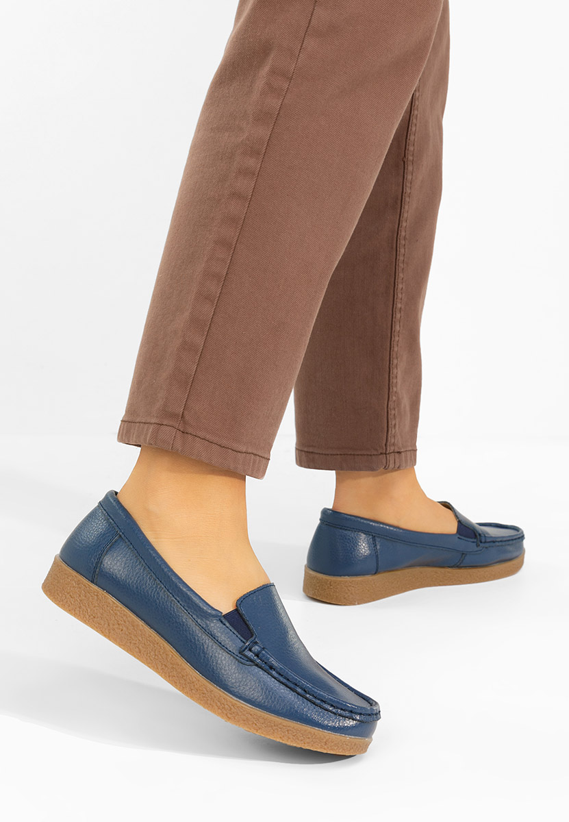 Mokasinke od prirodne kože Nerida plavo navy