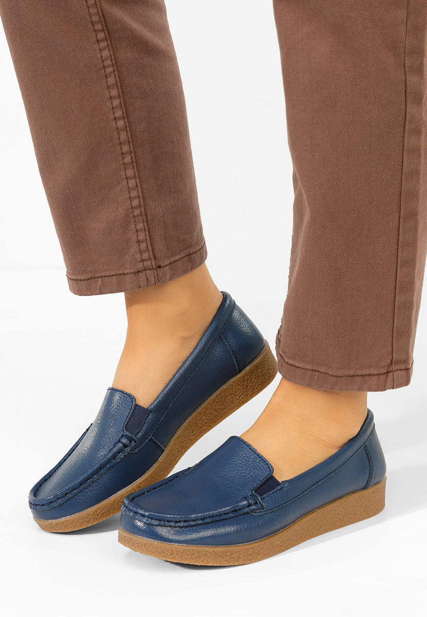 Mokasinke od prirodne kože Nerida plavo navy