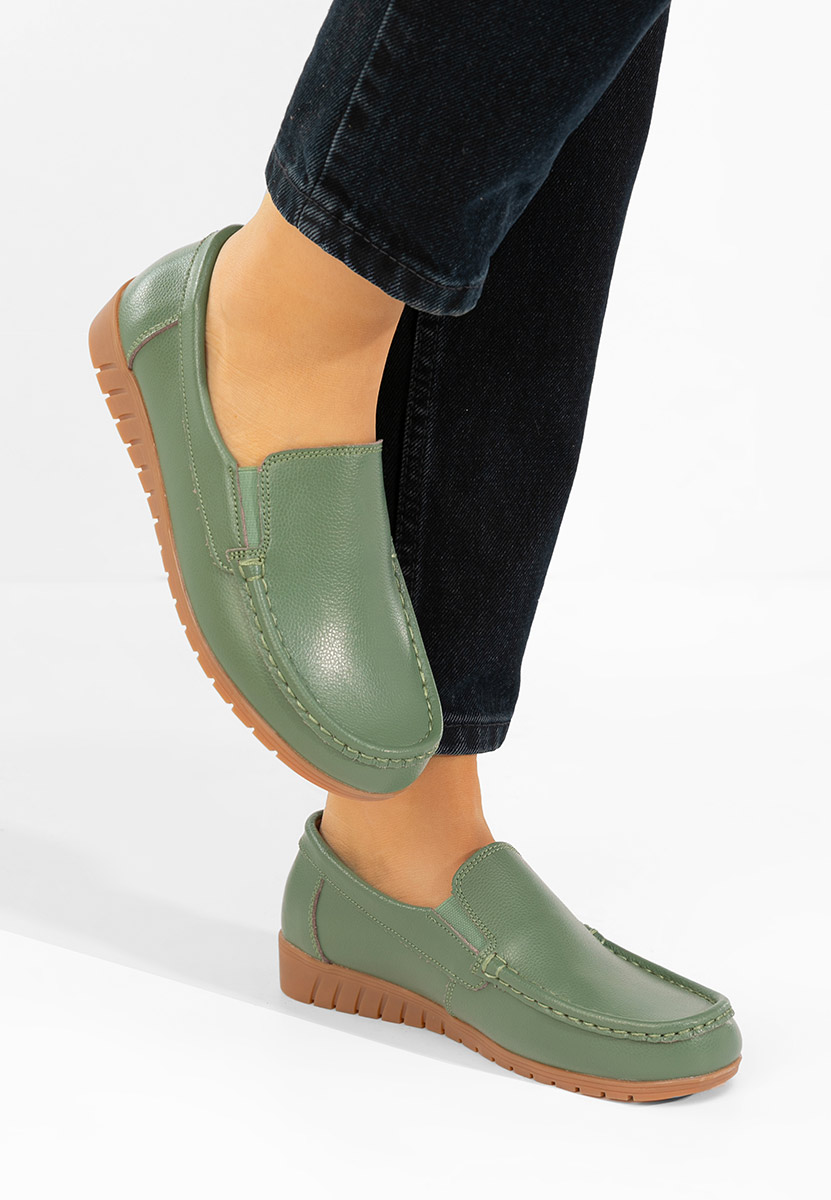 Mokasinke od prirodne kože Panoma zeleno