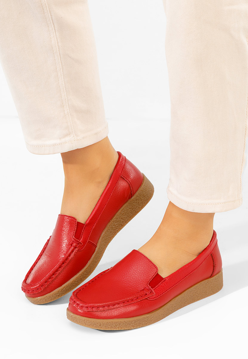 Mokasinke od prirodne kože Nerida crveno