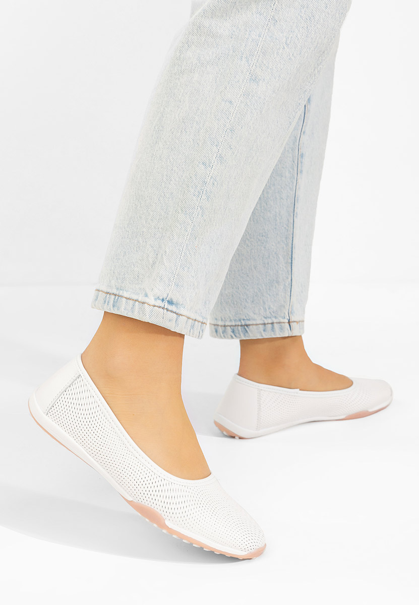 Balerinke od prirodne kože Sindia bijele