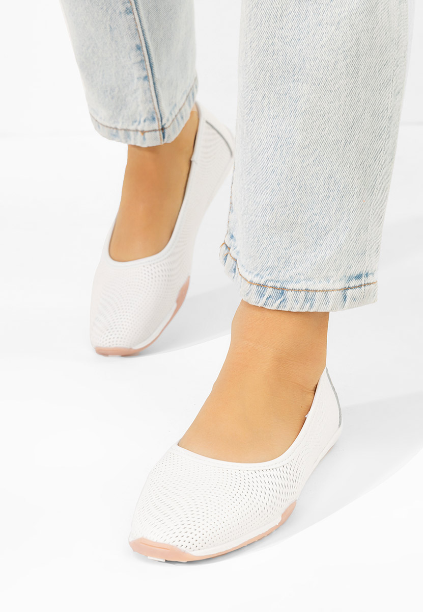 Balerinke od prirodne kože Sindia bijele
