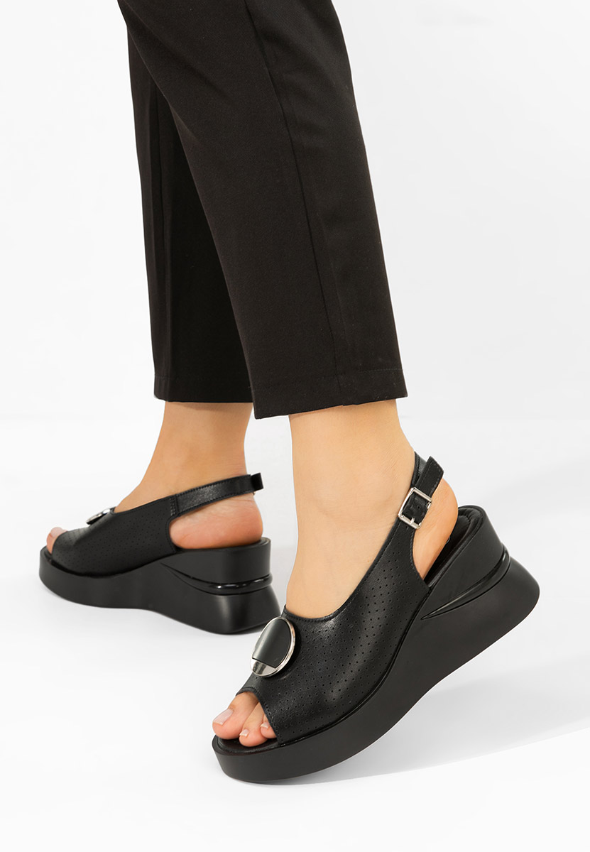 Sandale s platformom kože Zinalia crno